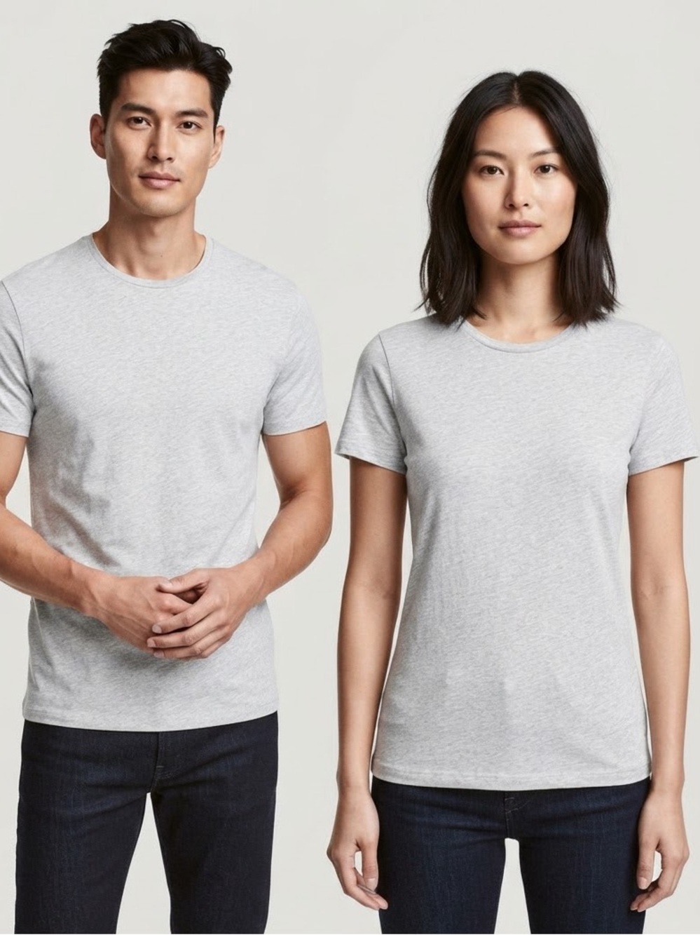 H&M Slim Fit Tee M 19” p2p Heather Light Gray EUC